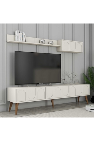Variant Lyon Tv Ünitesi Ve Orta Sehpa Takımı - Krem / Ceviz