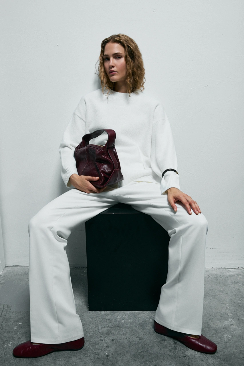 Lufian Pamela Kadın Kazak Krem Krem 122090035100370 Krem