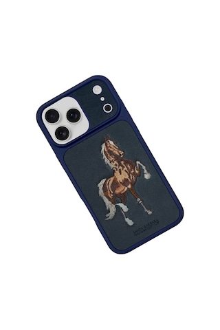 Santa Barbara Polo Racquet Club Apple Uyumlu iPhone 17 Pro Kılıf 3boyutlu Pu Deri Boris İçi Süet Kapak Lacivert