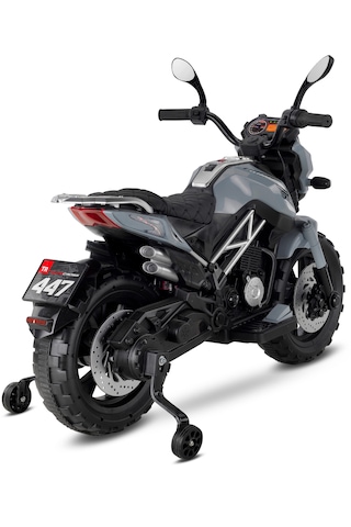 447 Motocross Akülü Motor Çocuk Motoru 12v Gri Gri