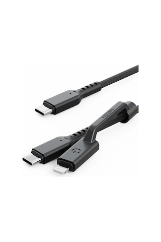 Flow Duo 2in1 1.5m 240w Type-c To Type-c Ve Lightning Pd Hızlı Şarj Kablo - Siyah
