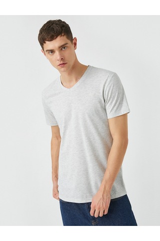 Koton V Yaka Basic Tişört Gri 2Sam10383Hk Gri