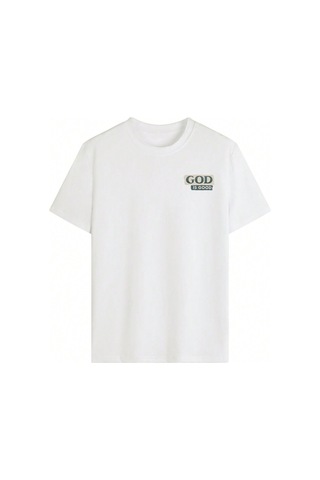 God Is Good T-shirt - Beyaz Baskılı Oversize Bisiklet Yaka Kısa Kol Tişört Beyaz
