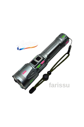 Everton Rt-063 B Beyaz Lazer Taktik El Feneri - 60w, 6000 Lümen, 2km Menzilli Siyah