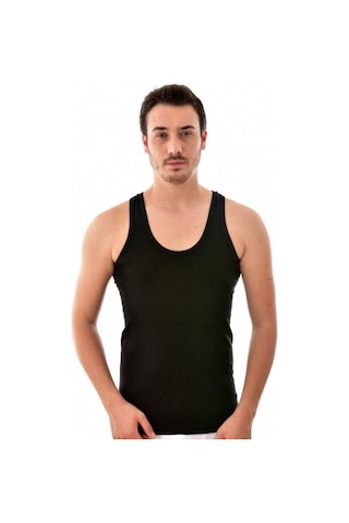 6 Adet Seher Yıldızı Askılı Erkek Atlet Siyah