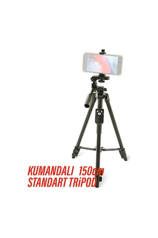 Diğer - Siyah - Kumandalı Tripod 3 Ayak Sabitleyici Video Footoğraf Çekim Tripodu 150cm Uzaktan Kumandalı 150 Cm