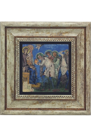 Kapadokya Göreme Tokalı Kilise Freski - Müneccim Kralların Tapınması Baskılı Taş Tablo 20x20