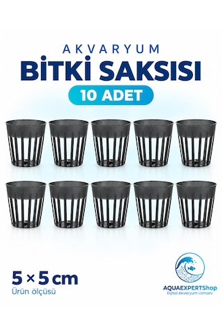 Akvaryum Bitki Saksısı - Akvaryum Bitkileri İçin Plastik Saksı - 10 Adet - 5x5 Cm