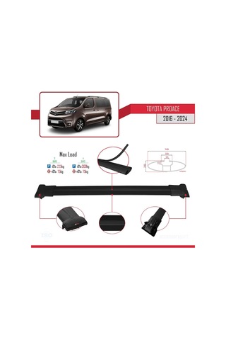 Toyota Proace 2016 Ve Sonrası İle Uyumlu Fly Model Ara Atkı Tavan Barı Siyah 4 Adet Bar