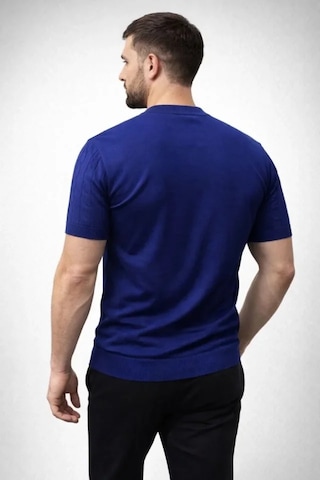 Veraura Lifestyle Erkek Yazlık Triko Dokuma Tişört Kısa Kol Bisiklet Yaka Örgü Desenli T-shirt - Lacivert