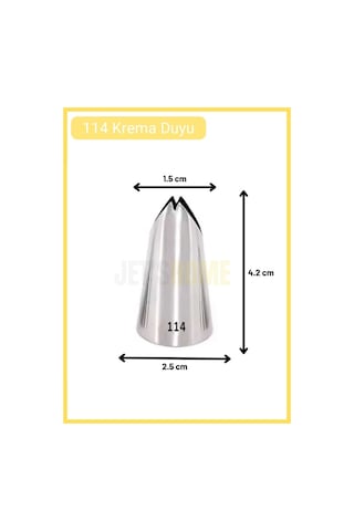 114 Yaprak Desen Krema Duyu Büyük Boy Pasta Duyu Paslanmaz Çelik Krema Torbası Ucu 2.5x1.5x4.2 Cm Metalik Gri