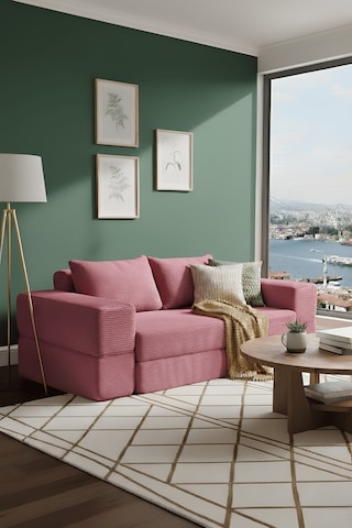 Reflekta Havuzlu Sünger Koltuk Yataklı Açılır 190x220 Rollpack Sünger Koltuk Demonte Pembe