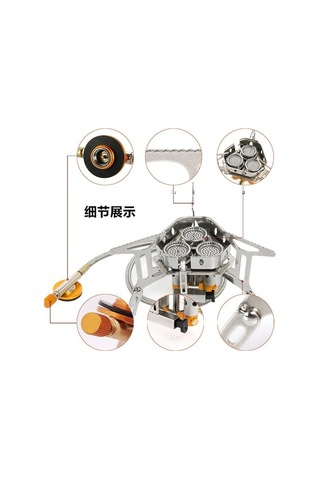 Prestigegoods 3 Gözlü Taşınabilir Gümüş Kamp Ocağı + Dönüşüm Aparatı Outdoor Gümüş