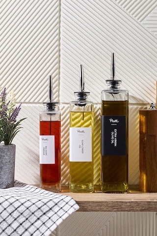 Perotti Molivet Silver Cam Yağlık 3 Lü Cam Yağdanlık - Sirkelik - Sosluk 3 Boy Şeffaf