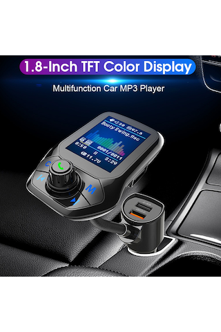 Yifomall Araç İçin Akıllı Bluetooth Fm Vericili Mp3 Çalar - Çift Usb Şarj, Voltaj Ölçümü Ve Hd Ekran