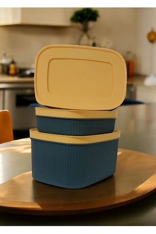 3'lü Saklama Kabı 1 Adet 14x19x9 Cm 2 Adet 0.6 Lt 12x17,5x4 Cm 1.9 Lt Mutfak Düzenleyici