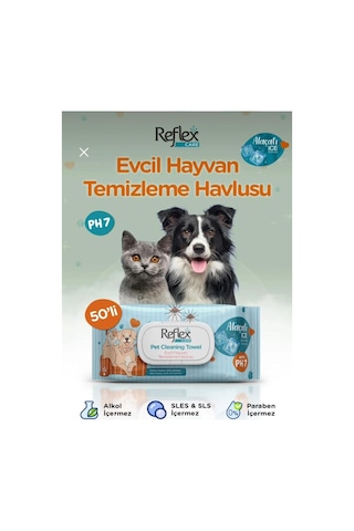 Reflex Care Evcil Hayvanlar İçin Çok Amaçlı Hijyenik Temizleme Havlusu 50'li - Alaçatı Ice Kokulu