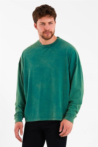 JAHR MARC Oversize Yeşil Uzun Kollu Erkek T-shirt Yeşil