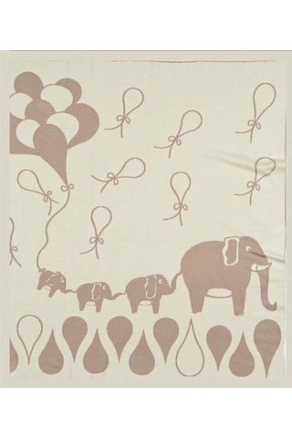 Organik Triko Bebek Örtüsü, Fil 80x90 , Bej