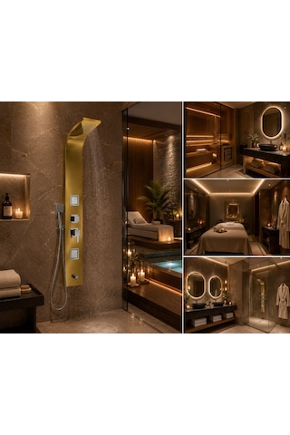 Elegant Gold Hidromasaj Duş Paneli Acar 01.05.120 Açık Gri