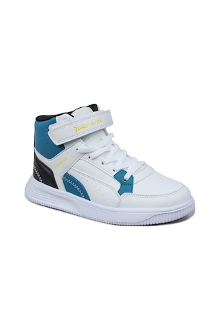 Jump 29185 Cırtlı Yüksek Bilekli Beyaz - Mavi Kız Çocuk Sneaker Günlük Spor Ayakkabı Beyaz - Mavi