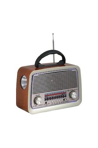 Nostaljik Radyo-301 Bt Nostaljik Radyo Bluetooth + Ledli + Fener + Usb + Sd Card Mp3 Radyo Çalar Cn