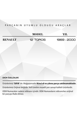 Renault 12 Toros İçin Arka Salıncak Kelepçesi