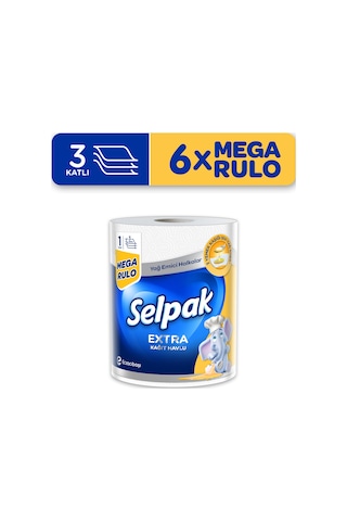 Selpak® 1 3 Yağ Emici Mega Rulo Havlu 6'lı