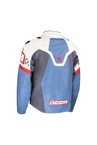 Icon Contra 3 Hero Korumalı Motosiklet Montu Beyaz Kırmızı Mavi