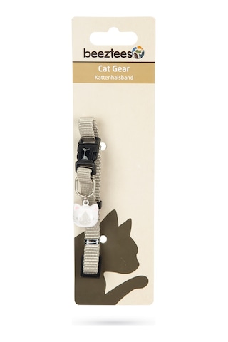 Hnrlıshp Beeztees Kedi Boyun Tasması, Zilli, Açık Gri, 20-30cm