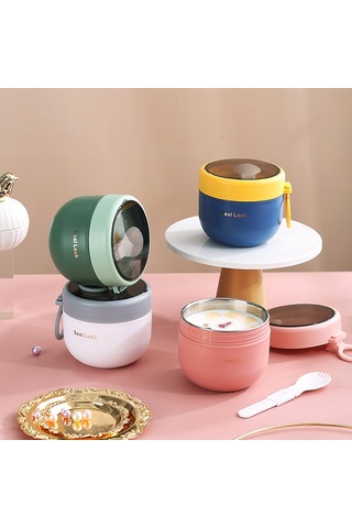 Dianziye 304 Paslanmaz Çelik Isı Saklama Kupa, Büyük Kapasite, Kapaklı Ve Kaşık Dahil, Öğrenci-ofis Çalışanı İçin Taşınabilir Kahve-süt-ovay Kasesi Kuzey Avrupa Yeşili, Hy-600a