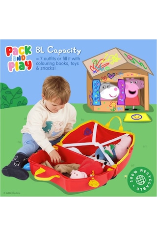 Trunki Peppa Pig Party Bus Binilen Ve Sürülen Çocuk Bavulu Kırmızı