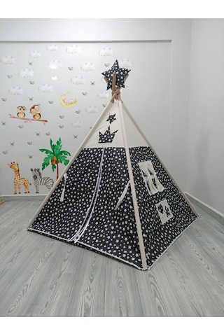Kızılderili Oyun Çadırı Yıldız Rüyası Siyah