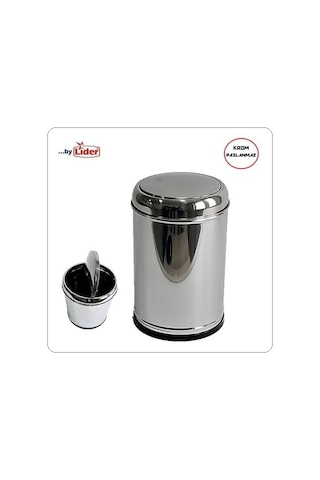 Krom Sallanır Kapak Çöp Kovası 5 Lt Lider Marka