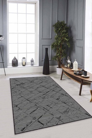 Gri Spor Kaymaz Tabanlı Makinede Yıkanabilir Halı Ar471n11