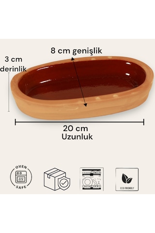 6'lı Toprak Sırlı Balık Güveci Tava 20x8x3 Cm