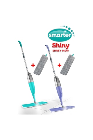Smarter Shıny Sprey Mop Paspas Temizlik Seti Renkli 2 Li + 2 Yedek Mop Very Peri-yeşil