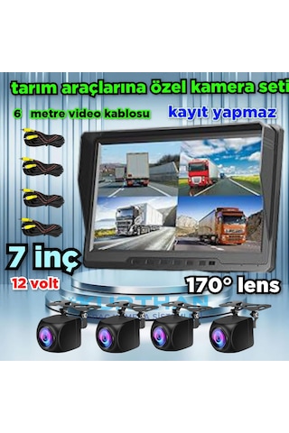 Kayıtsız 7 İnç Monitör Ve 4 Adet 170'' Açılı Kamera Set 12 V