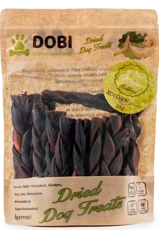 %100 Doğal Kolajen Burgu Köpek Ödül Maması 1kg Katkısız, Diş Sağlığını Destekler, Uzun Çiğneme 15cm