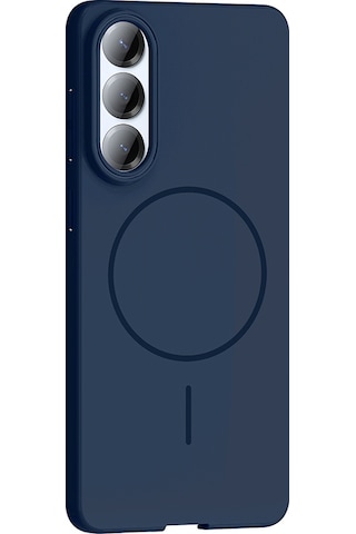 Galaxy Uyumlu S25 Edge Kılıf M-safe Şarj Özellikli Ruby Sert Kılıf Lacivert