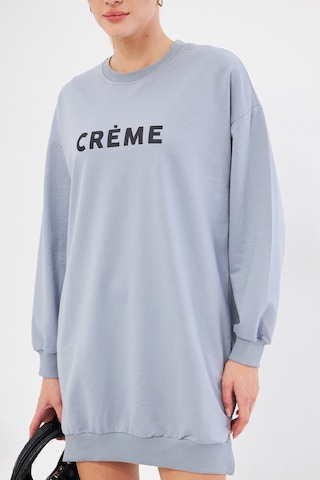 Armonika Kadın Gri Bisiklet Yaka Önü Yazılı Tunik Sweatshirt Arm-25k001029