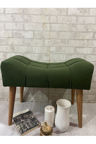 puf.  HAKİ YEŞİL  PUF  ahşap ayak çima dikiş spor modern tasarım