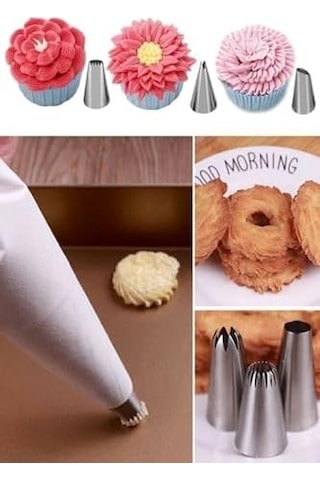 10 Parça Krema Torbalı Pasta Malzeme Seti Pratik Pasta Yapımı İçin Gereçler Açık Bej