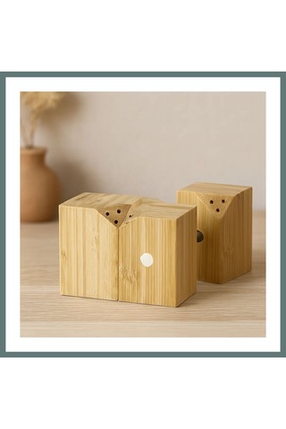 Ventra Bambu Mıknatıslı 2'li Tuzluk Ve Baharatlık Seti 5x5 Cm, Y:7 Cm Ventra Çok Renkli
