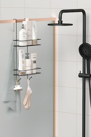 Zabata Askılı Banyo Rafı Duş Şampuanlık Duşakabin Havlu Askısıduvar Düzenleyici Organizer Siyah