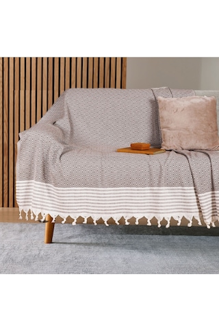 Buldan İşi Kaymaz Pamuklu 2'li Koltuk Örtüsü 170x210 Cm Kaliteli Koltuk Şalı Çekyat Kanepe Örtüsü 2 Adet Kahverengi
