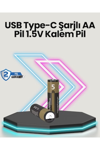 Mey Najmaddin Yüksek Performanslı Aa Usb Şarjlı Lityum Pil 1.5v Sabit Güç 2 Li Paket Najmaddin