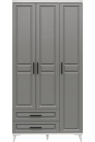 GuneyStore Gözde 3 Kapaklı Komple MDF Antrasit - Beyaz Gardırop