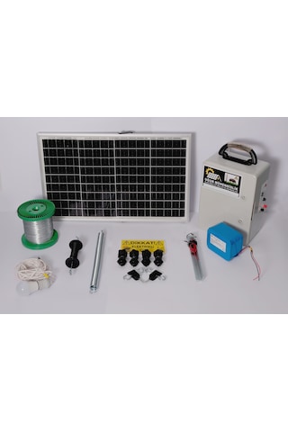 Elektrikli Çit 18a Lifepo Set-1 Domuz Ayı Kovucu 50 Watt Panel 500mt Galv. 100 Ad. Demir İzolatör