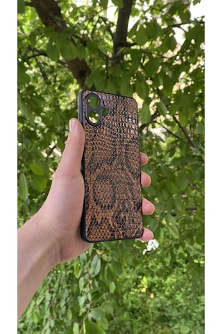 Samsung Uyumlu Galaxy A07 Yılan Desenli Kabartma Dokulu Kılıf Kiremit